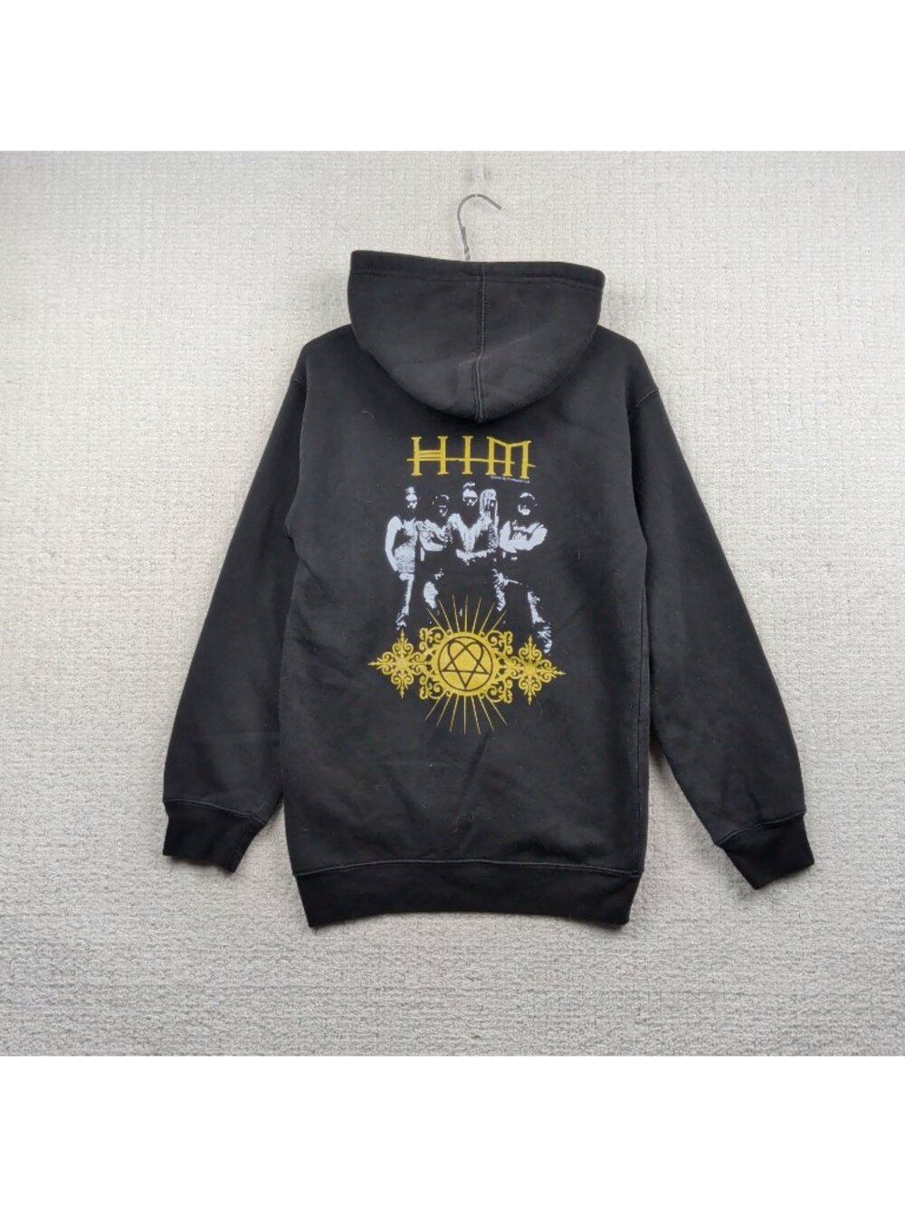 Vintage / Y2K 2006 HIM Heartagram Hoodie Size S Goth Metal Emo 2000's Gold Logo